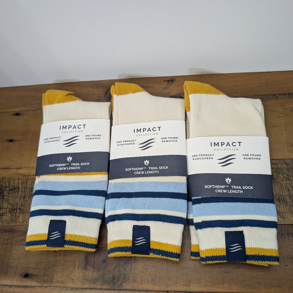 NWT-3 Pairs Impact Softhemp Trail Sock Crew Length